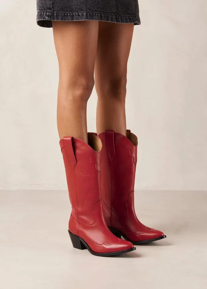 ALOHAS Boots Women Liberty 8211 Red Leather Cowboy Boots