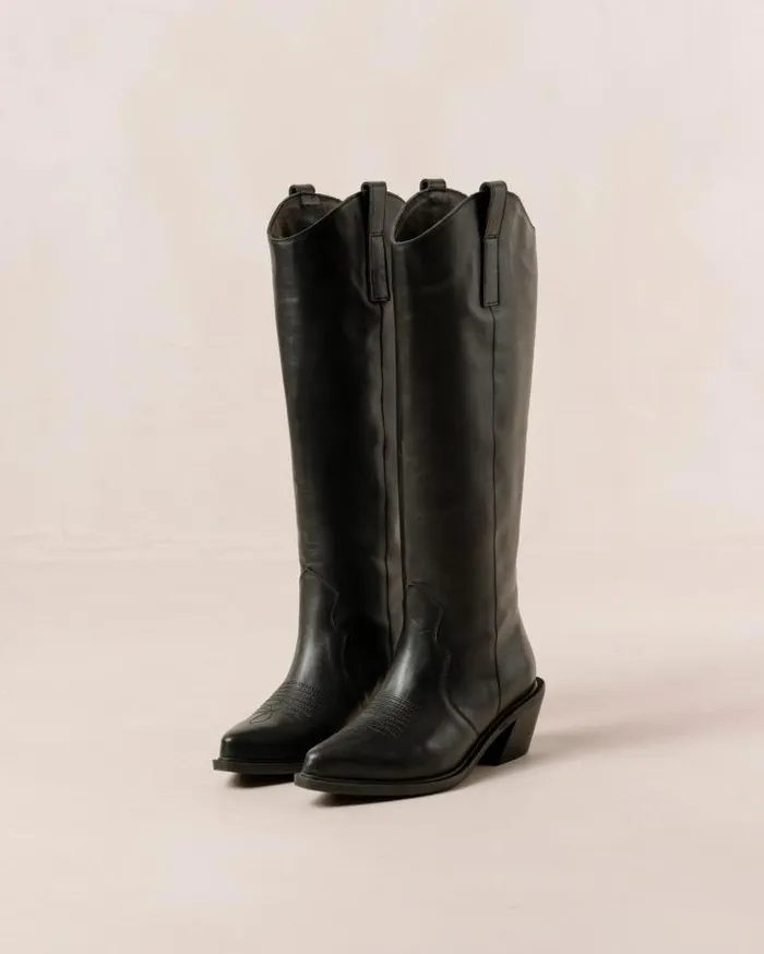 ALOHAS Boots Women Mount 8211 Black Leather Boots