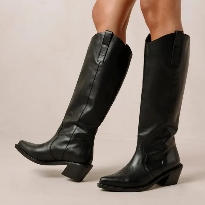 ALOHAS Boots Women Mount 8211 Black Leather Boots