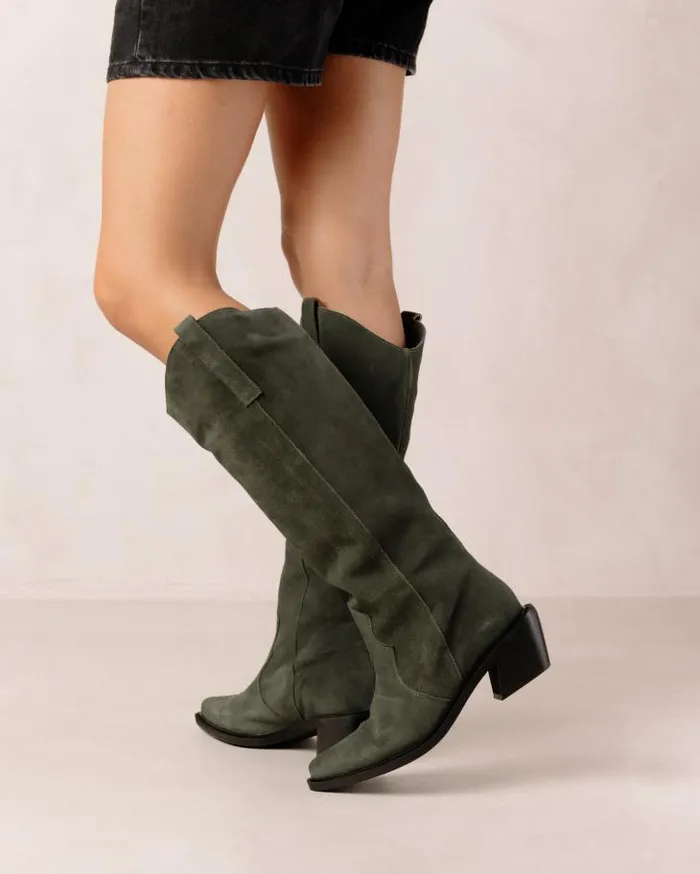 ALOHAS Boots Women Mount 8211 Green Suede Boots