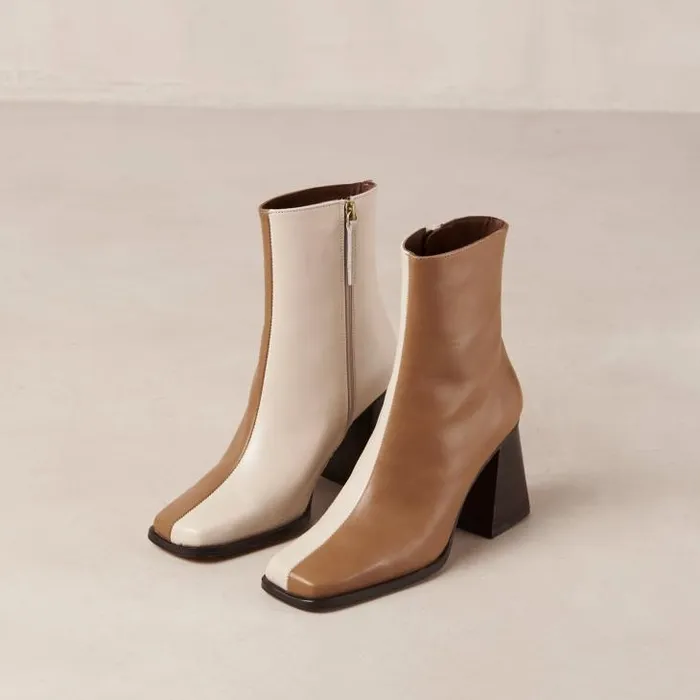 ALOHAS Boots Women South Bicolor 8211 Brown And Beige Leather Boots
