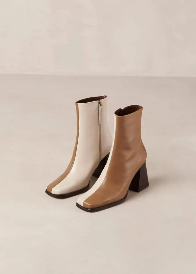 ALOHAS Boots Women South Bicolor 8211 Brown And Beige Leather Boots