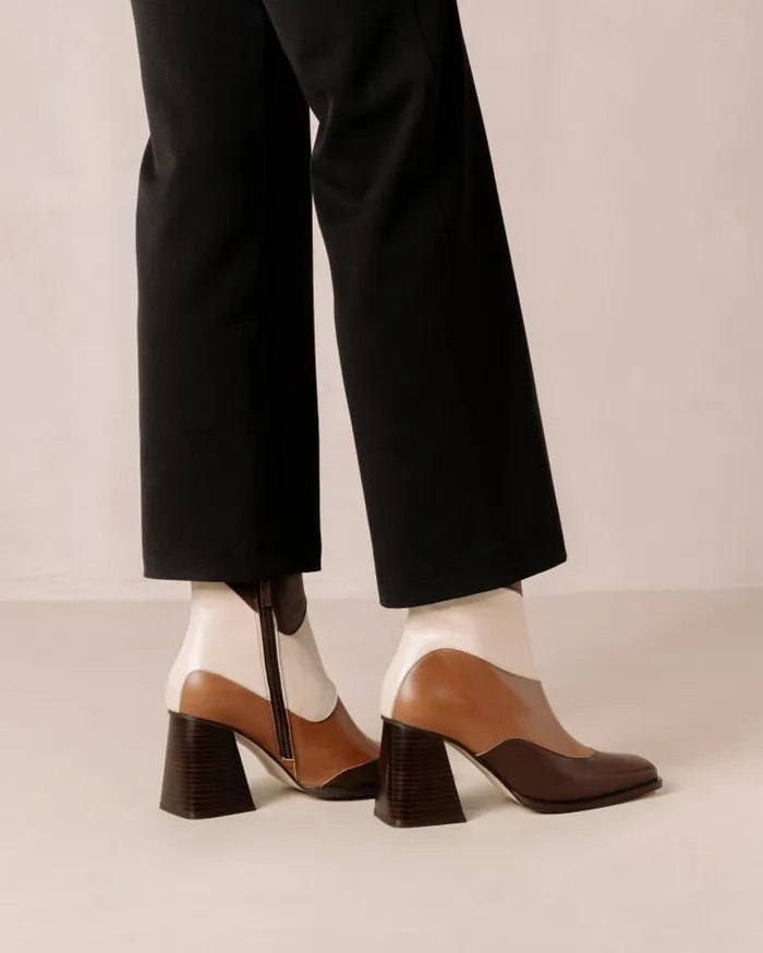 ALOHAS Boots Women South Patchwork 8211 White And Brown Leather Boots