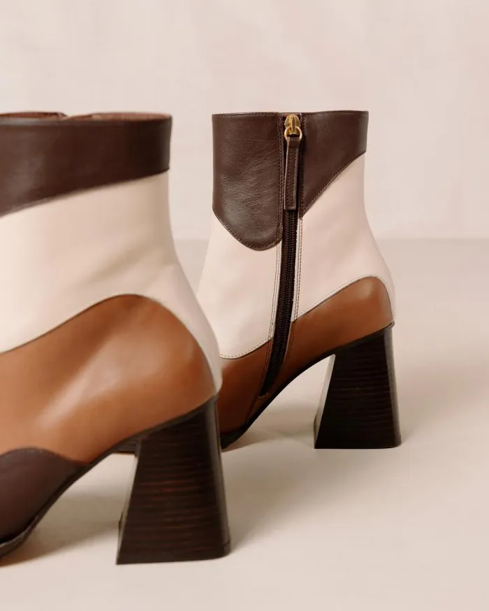 ALOHAS Boots Women South Patchwork 8211 White And Brown Leather Boots