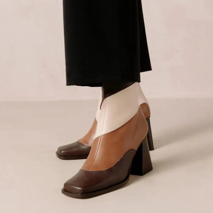 ALOHAS Boots Women South Patchwork 8211 White And Brown Leather Boots