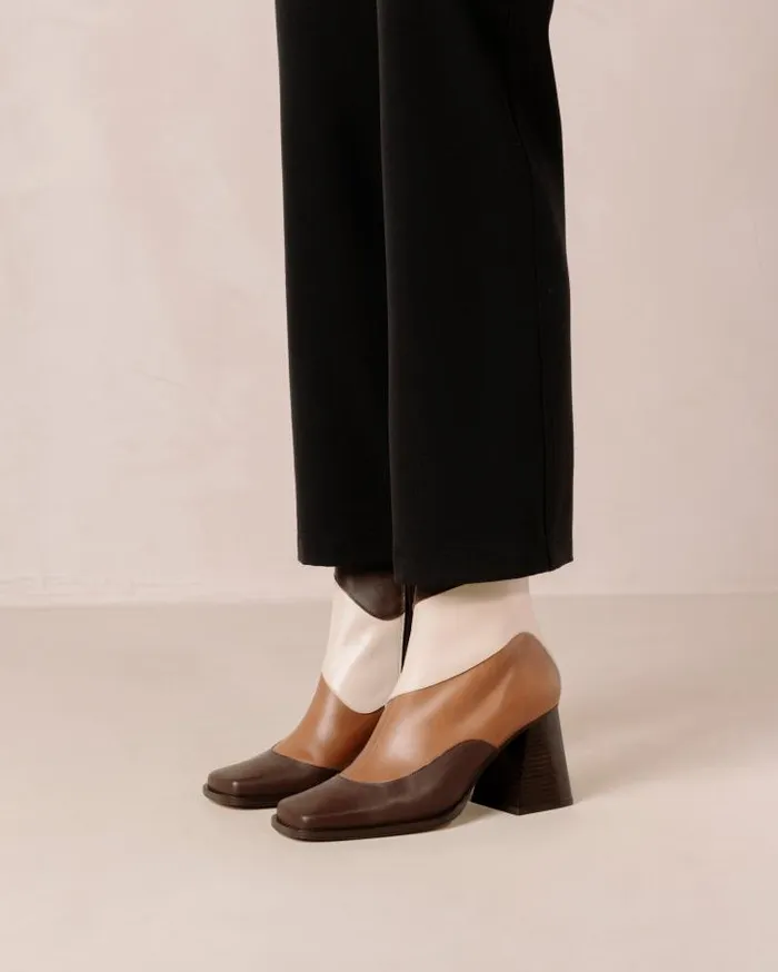 ALOHAS Boots Women South Patchwork 8211 White And Brown Leather Boots
