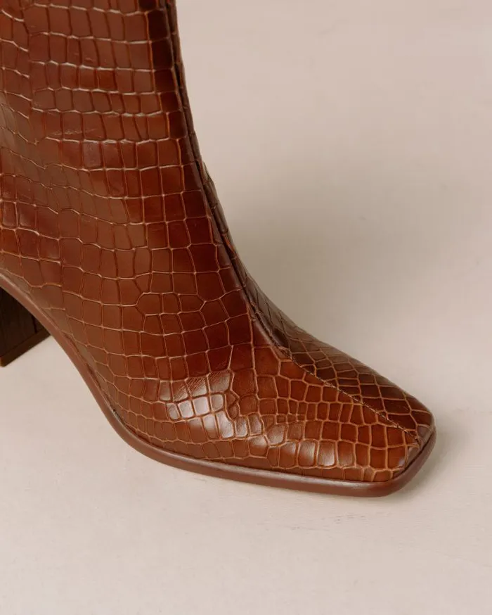 ALOHAS Boots Women West Cape Croco 8211 Brown Leather Boots
