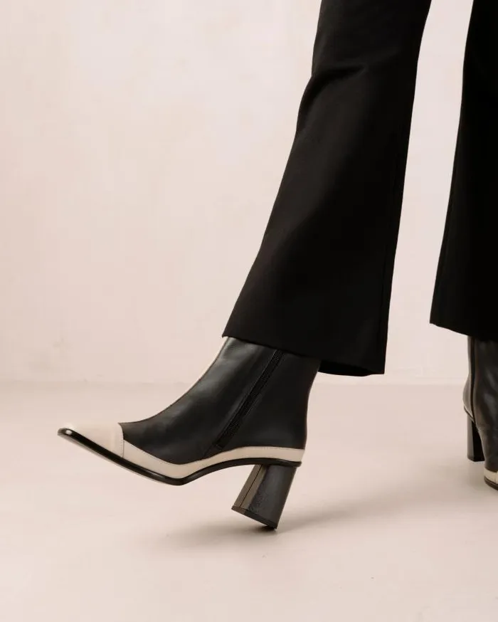 ALOHAS Boots Women West Retro 8211 Black And Cream Leather Boots