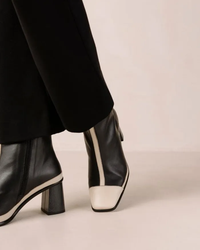 ALOHAS Boots Women West Retro 8211 Black And Cream Leather Boots