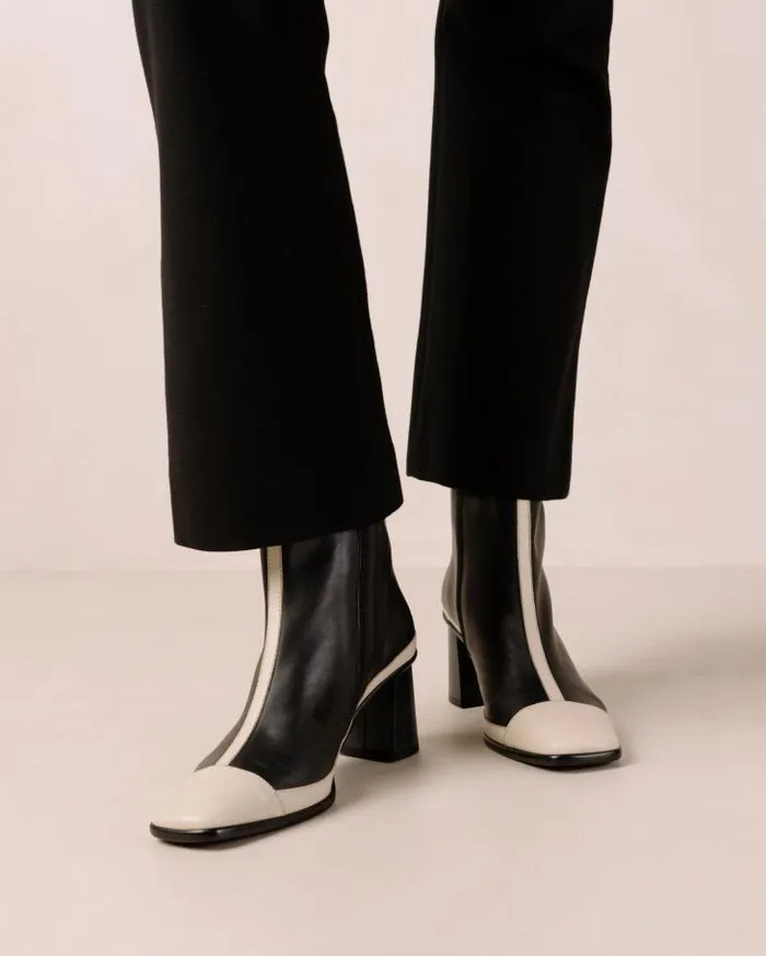 ALOHAS Boots Women West Retro 8211 Black And Cream Leather Boots