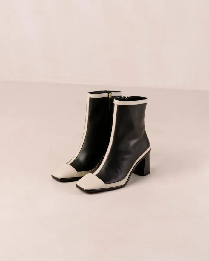 ALOHAS Boots Women West Retro 8211 Black And Cream Leather Boots