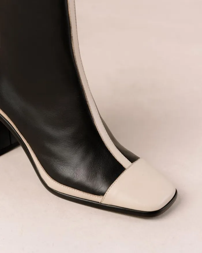 ALOHAS Boots Women West Retro 8211 Black And Cream Leather Boots