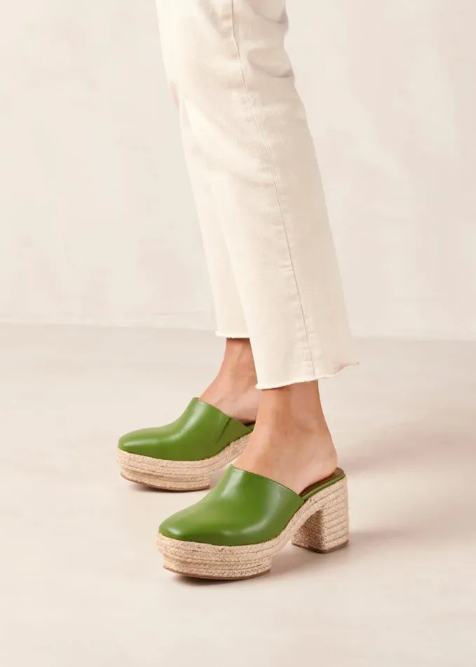 ALOHAS Clogs Women Pico 8211 Green Leather Espadrilles