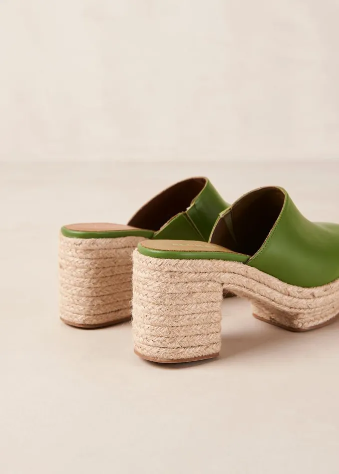 ALOHAS Clogs Women Pico 8211 Green Leather Espadrilles