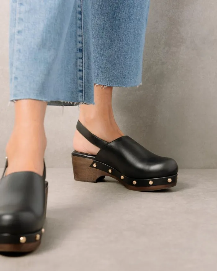 ALOHAS Clogs Women Vinyl 8211 Black Leather Clogs