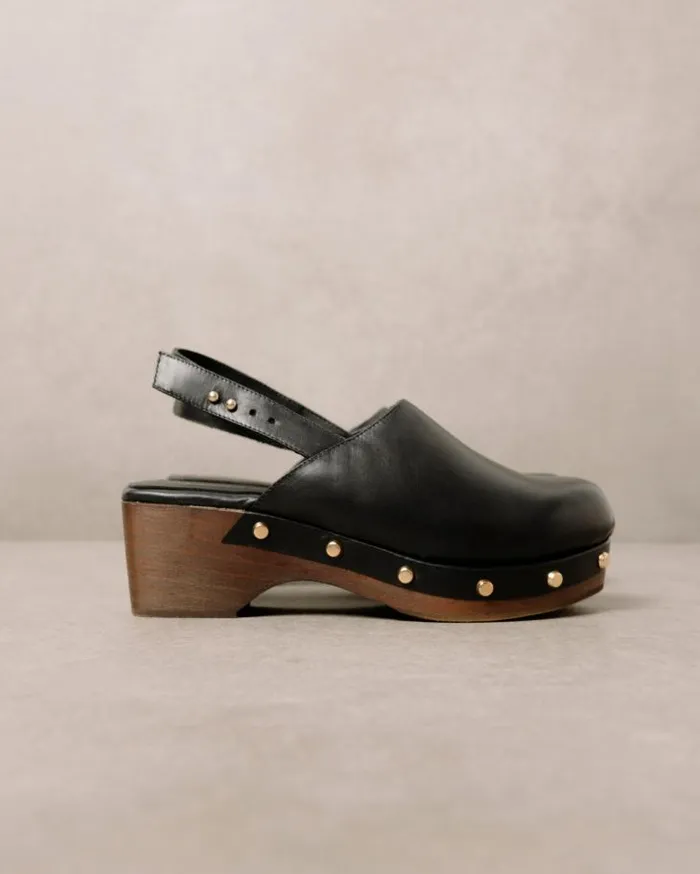 ALOHAS Clogs Women Vinyl 8211 Black Leather Clogs