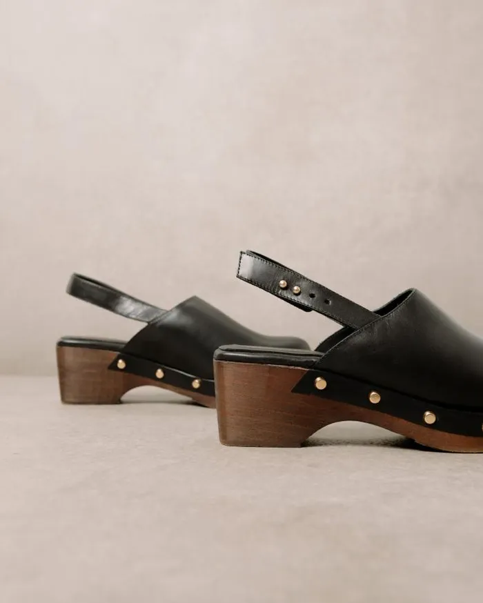 ALOHAS Clogs Women Vinyl 8211 Black Leather Clogs