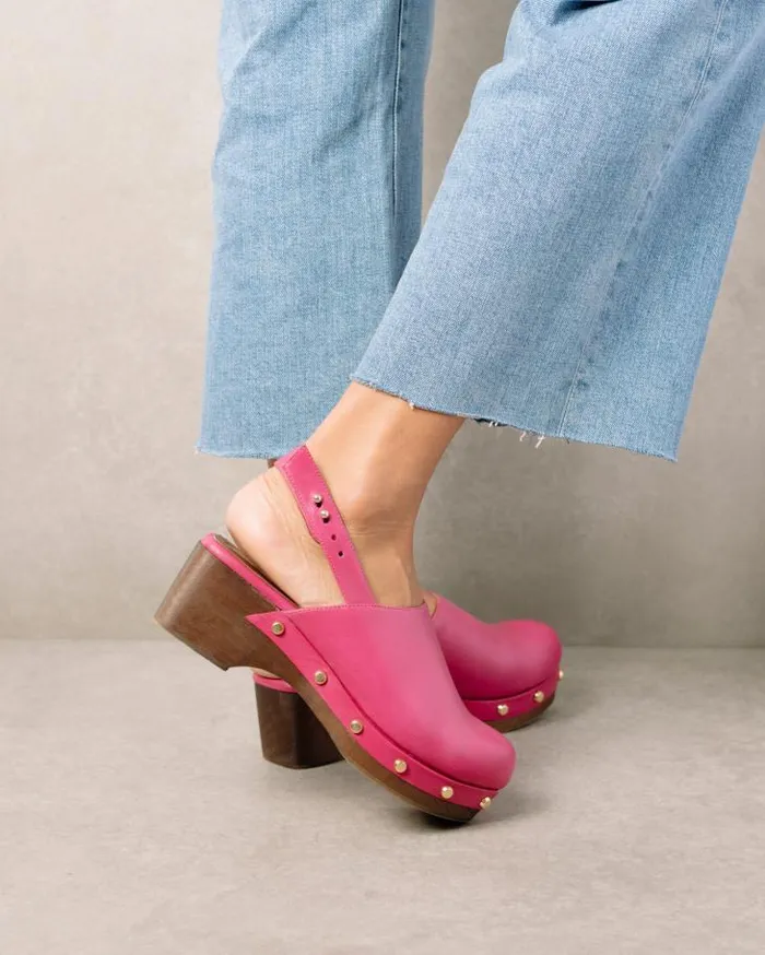ALOHAS Clogs Women Vinyl 8211 Pink Leather Clogs
