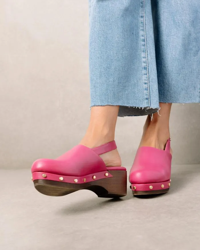 ALOHAS Clogs Women Vinyl 8211 Pink Leather Clogs