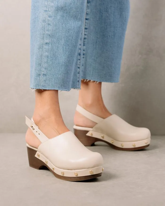 ALOHAS Clogs Women Vinyl 8211 White Leather Clogs