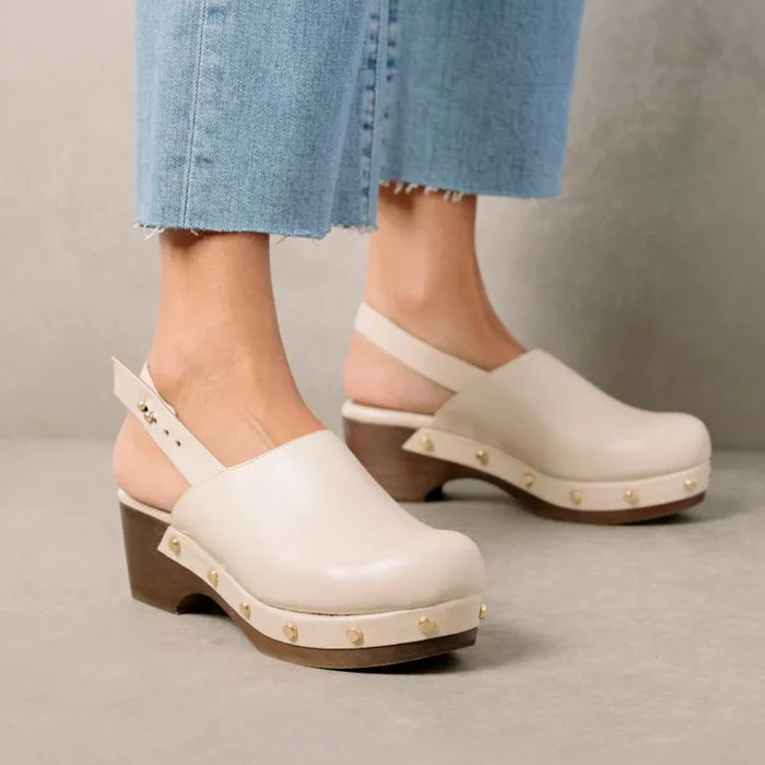 ALOHAS Clogs Women Vinyl 8211 White Leather Clogs