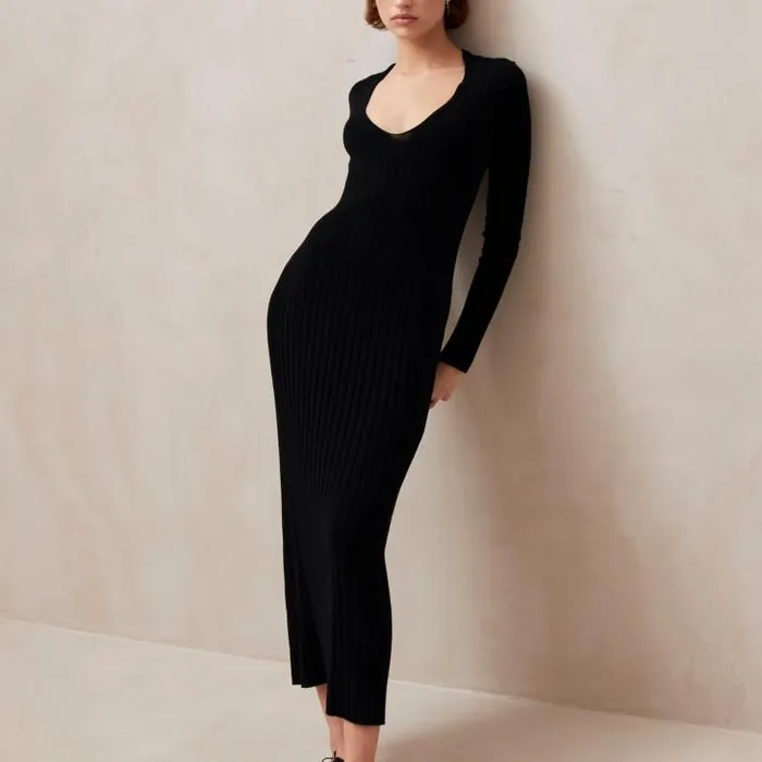 ALOHAS Dresses Women Alve 8211 Black Knit Maxi Dress