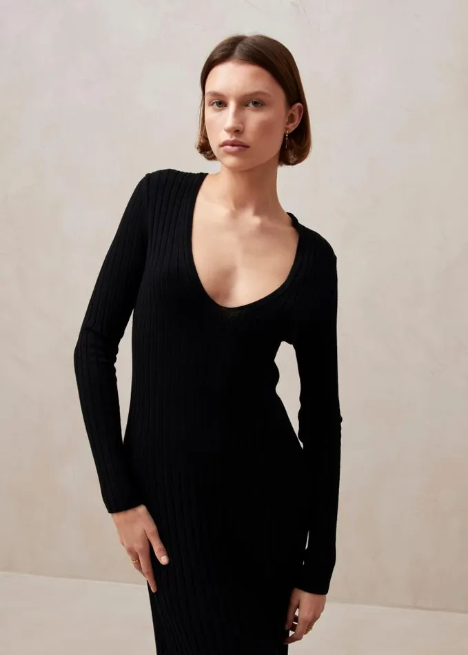ALOHAS Dresses Women Alve 8211 Black Knit Maxi Dress