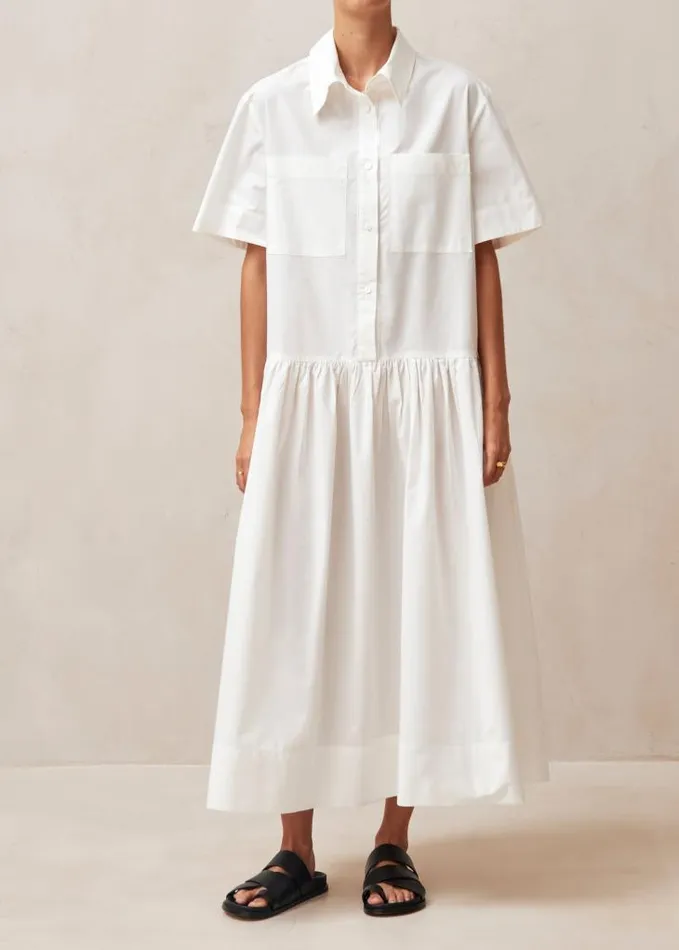 ALOHAS Dresses Women Bay 8211 White Cotton Midi Dress