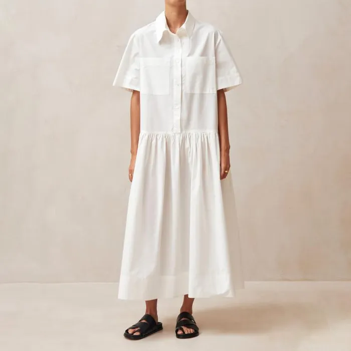 ALOHAS Dresses Women Bay 8211 White Cotton Midi Dress