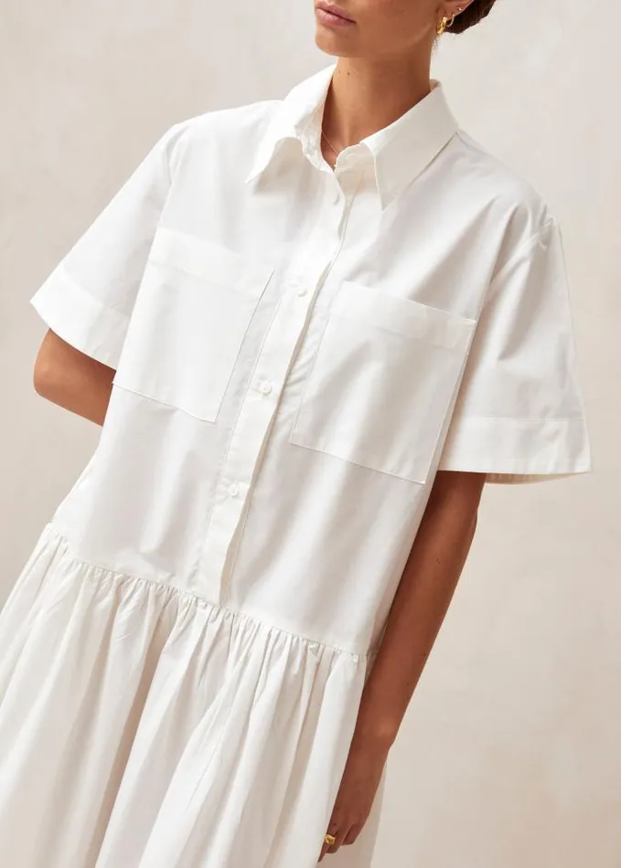 ALOHAS Dresses Women Bay 8211 White Cotton Midi Dress