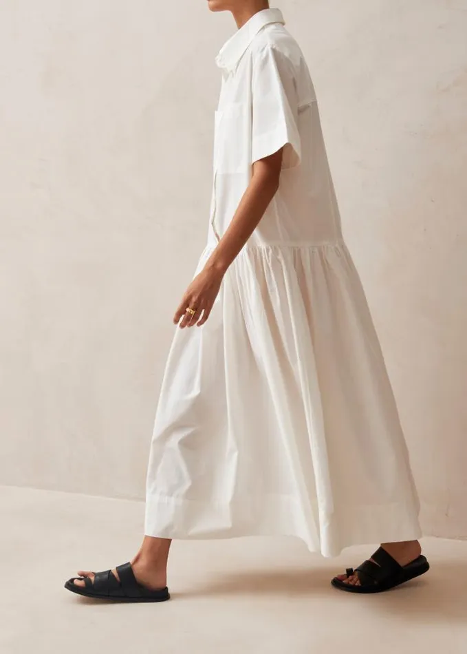 ALOHAS Dresses Women Bay 8211 White Cotton Midi Dress
