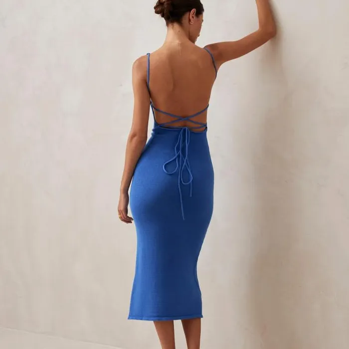 ALOHAS Dresses Women Delicate 8211 Blue Knit Dress