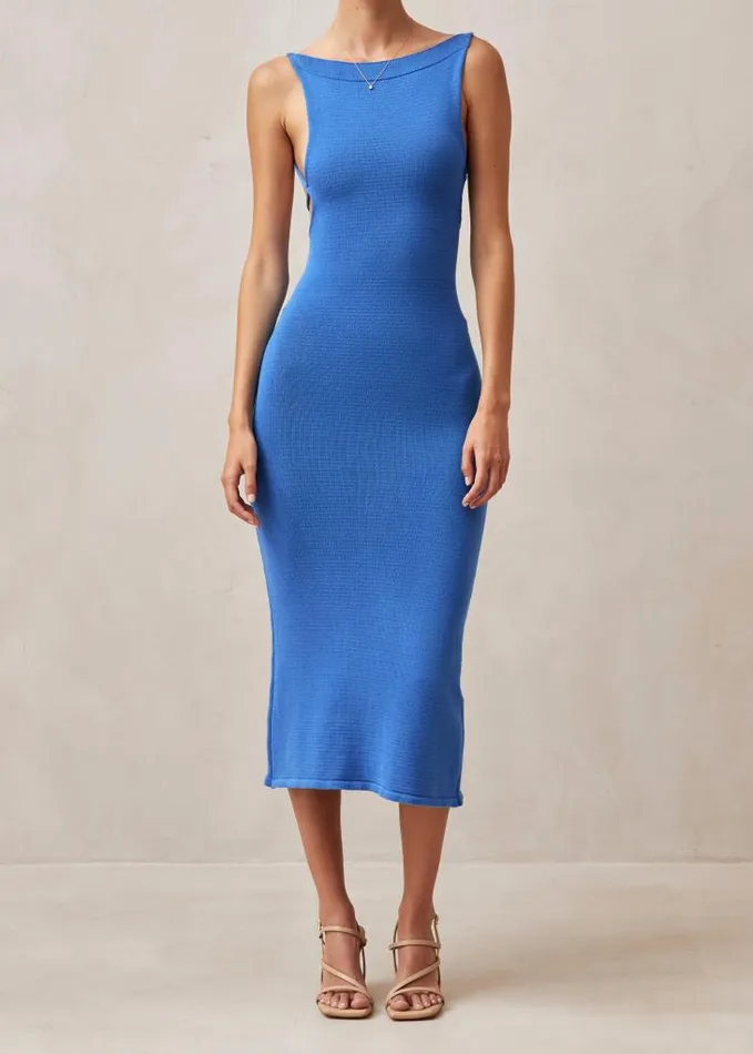 ALOHAS Dresses Women Delicate 8211 Blue Knit Dress