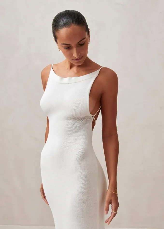ALOHAS Dresses Women Delicate 8211 White Knit Dress