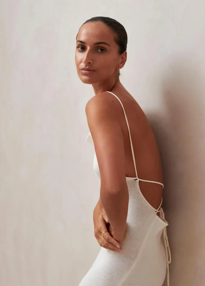 ALOHAS Dresses Women Delicate 8211 White Knit Dress