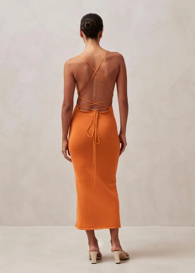 ALOHAS Dresses Women Delicate Strap 8211 Orange Knit Dress