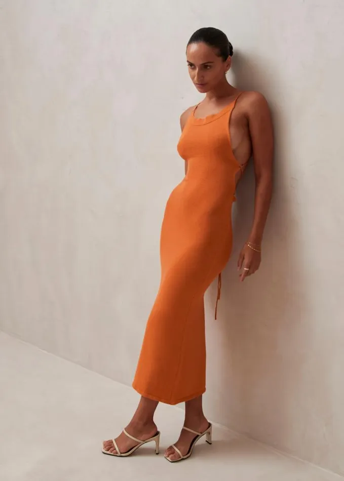 ALOHAS Dresses Women Delicate Strap 8211 Orange Knit Dress
