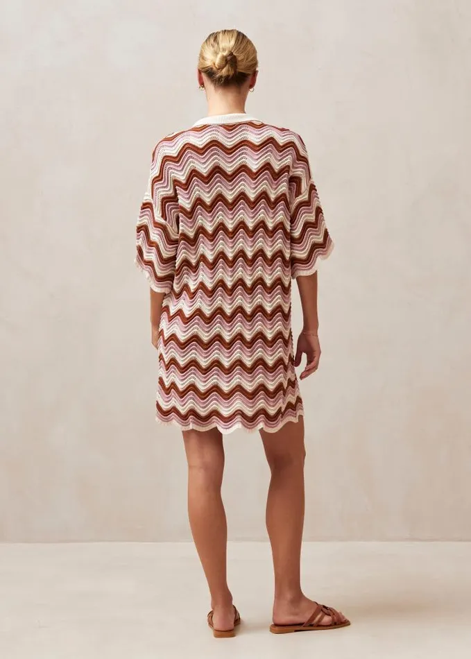 ALOHAS Dresses Women Palermo 8211 Pink and Brown Multicolor Knit Dress