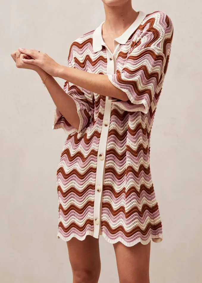 ALOHAS Dresses Women Palermo 8211 Pink and Brown Multicolor Knit Dress
