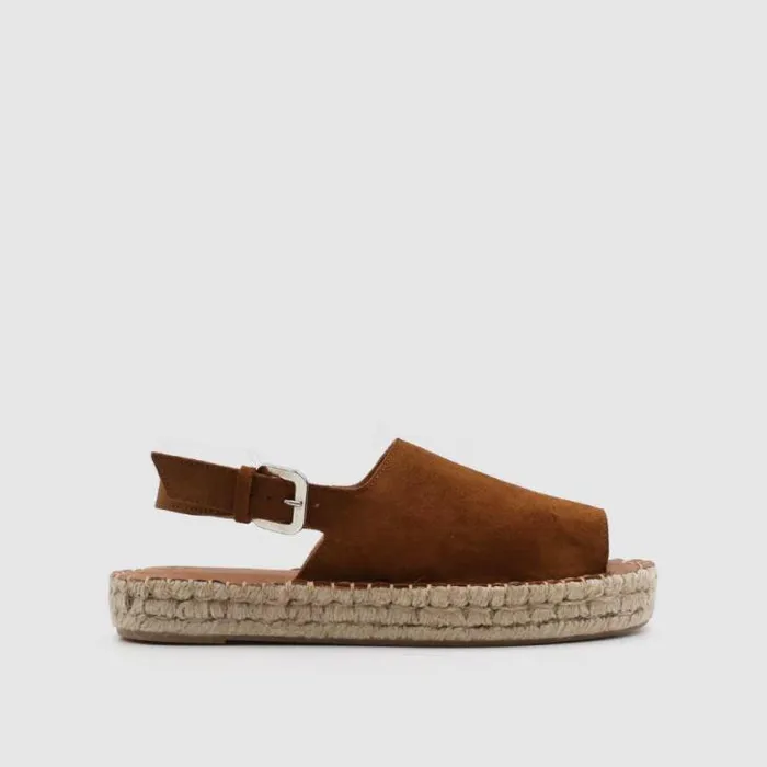 ALOHAS Espadrilles Women Back Strap 8211 Brown Suede Espadrilles