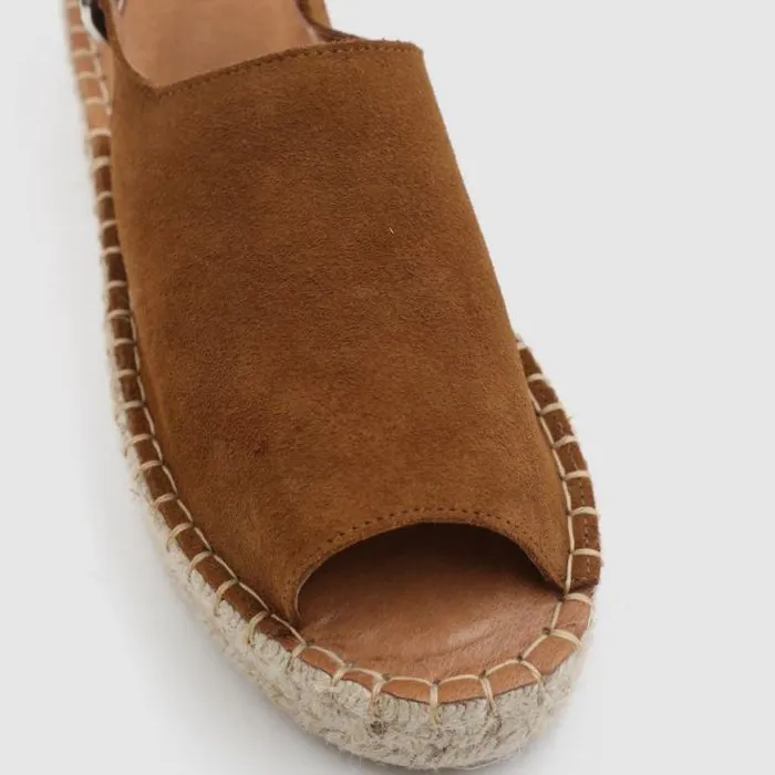 ALOHAS Espadrilles Women Back Strap 8211 Brown Suede Espadrilles