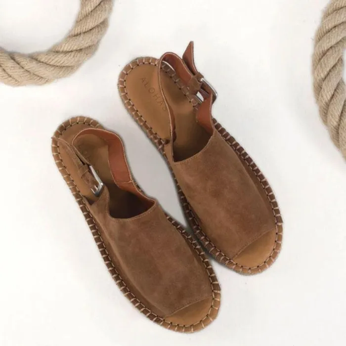 ALOHAS Espadrilles Women Back Strap 8211 Brown Suede Espadrilles