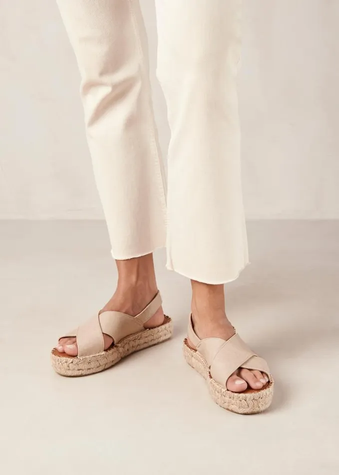 ALOHAS Espadrilles Women Crossed 8211 Cream Vegan Leather Espadrilles