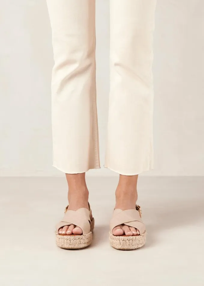 ALOHAS Espadrilles Women Crossed 8211 Cream Vegan Leather Espadrilles