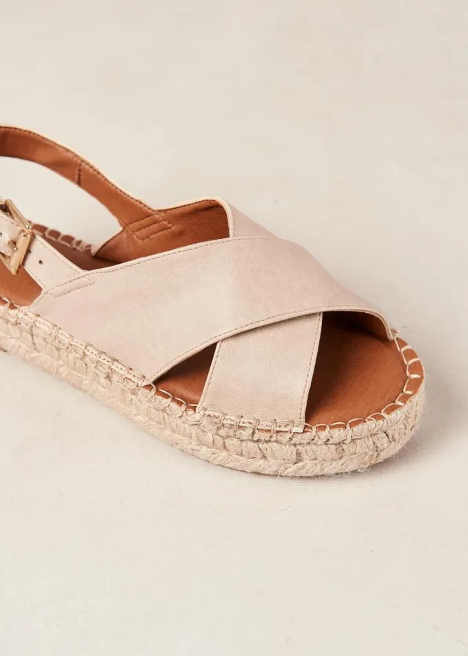 ALOHAS Espadrilles Women Crossed 8211 Cream Vegan Leather Espadrilles