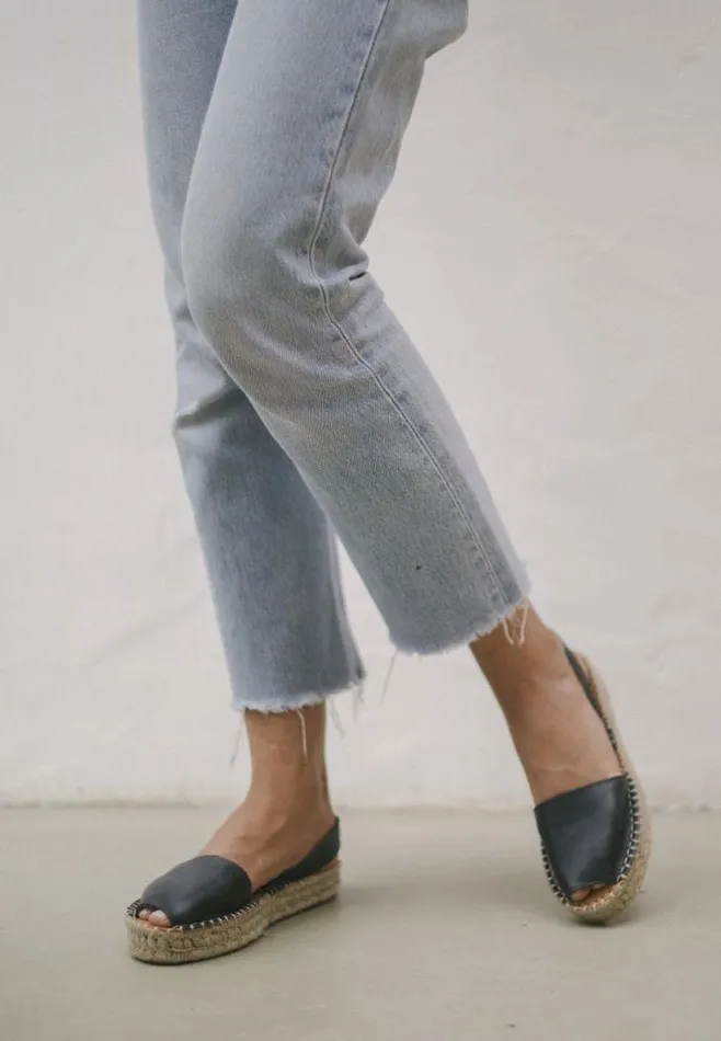 ALOHAS Espadrilles Women Ibizas 8211 Black Leather Espadrilles