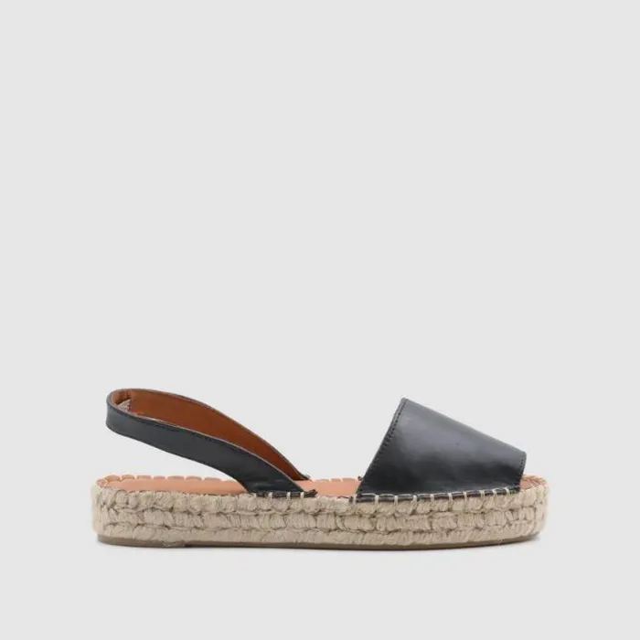 ALOHAS Espadrilles Women Ibizas 8211 Black Leather Espadrilles