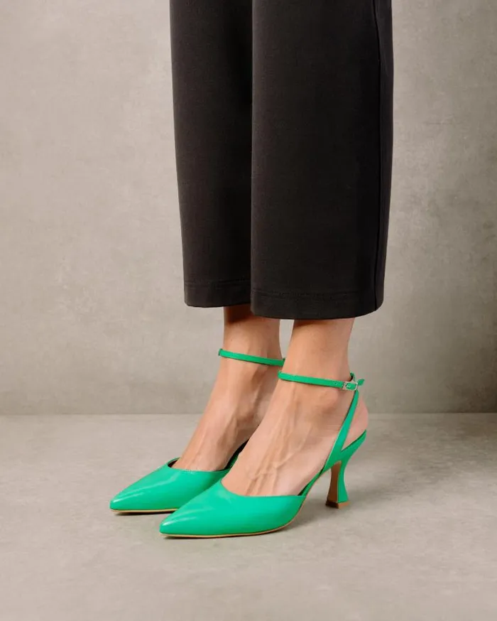 ALOHAS Heels Women Cinderella 8211 Bright Green Leather Pumps