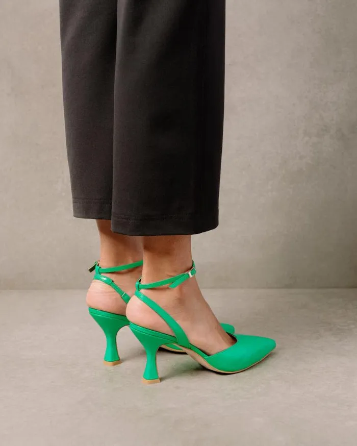 ALOHAS Heels Women Cinderella 8211 Bright Green Leather Pumps