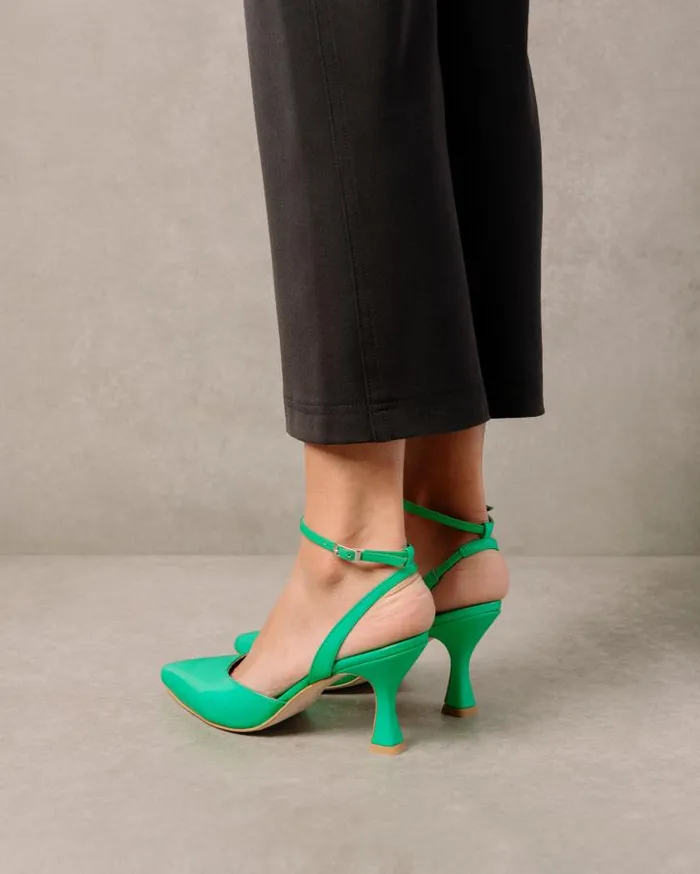 ALOHAS Heels Women Cinderella 8211 Bright Green Leather Pumps